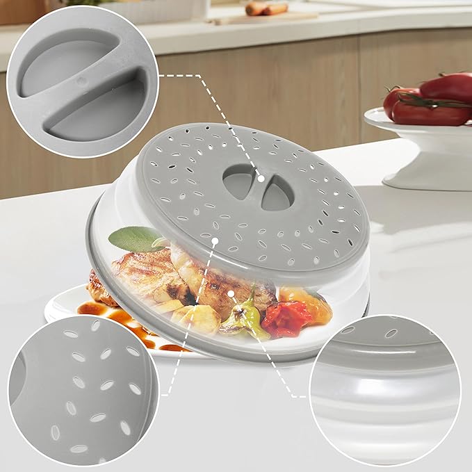 Collapsible Microwave Food Cover, Splatter Guard, Vented Microwave Lid - Image 3