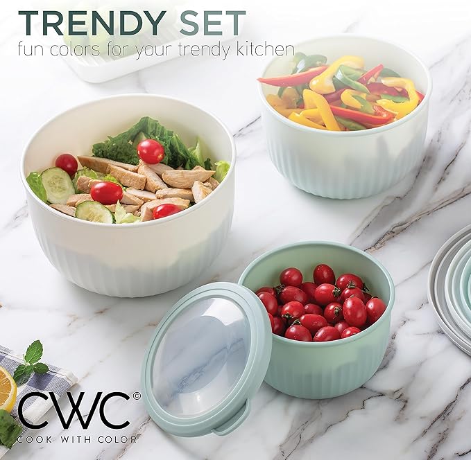 COOK WITH COLOR Prep Bowls with Lids- Wide and Deep Nesting Plastic Small - Image 4