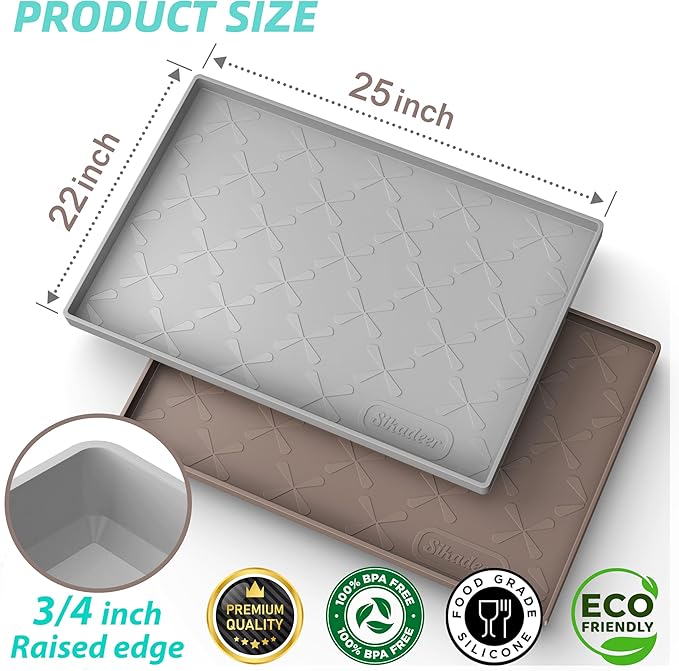 SIKADEER 25" x 22" Under Sink Mat Waterproof, Silicone Mat Kitchen Drawer Shelf - Image 3