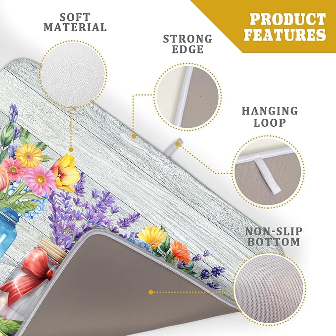Kawani Spring Summer Flowers Dish Drying Mat - Image 4