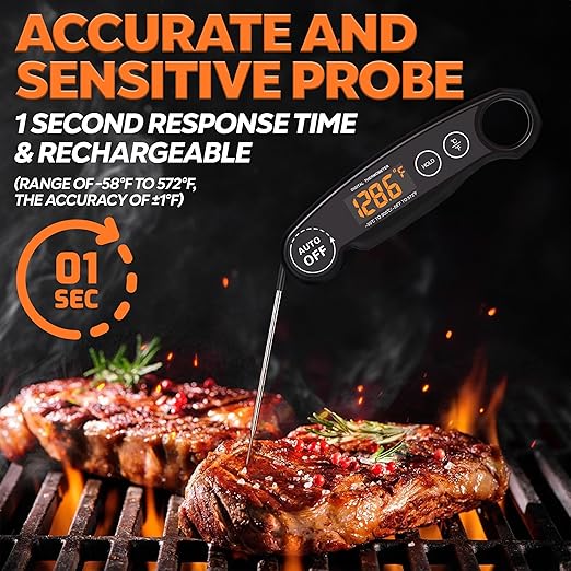1 Second Instant Read Food Thermometer Rechargeable Meat Thermometer Digital - Image 2