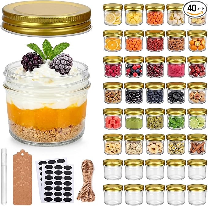 QAPPDA 4oz Glass Jars With Lids, Small Mason Jars Wide Mouth, Mini Canning Jars by QAPPDA