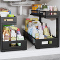 2 Pack 19IN Depth Under Sink Storage Organizer, Large 2-Tier Elegant Mesh Pull by UnderSinkOrganizer