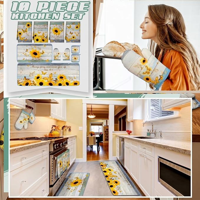 Fourluoo 10 Pcs Sunflower Kitchen Decor and Accessories Set Sunflower Kitchen - Image 2
