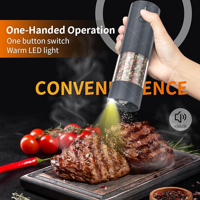 2Pack Electric Salt and Pepper Grinder Set USB Rechargeable - Image 2