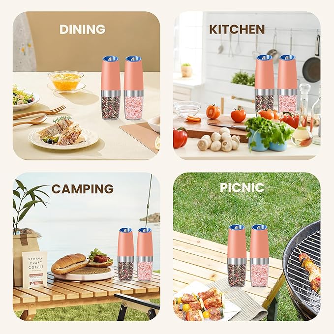 Gravity Electric Salt And Pepper Grinder Set, Automatic Salt And Pepper Grinder - Image 7