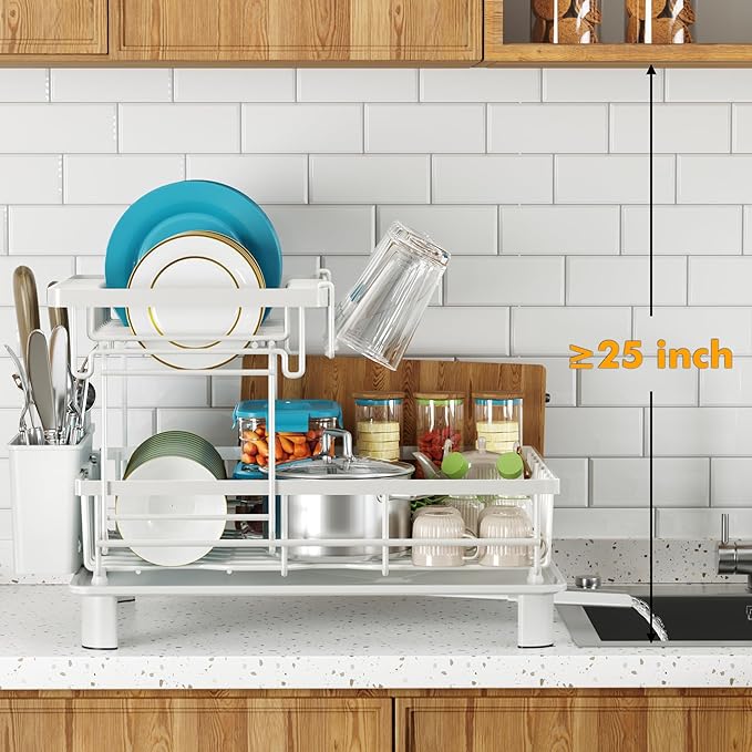 Dish Drying Rack, 2 Tier Dish Racks - Image 7