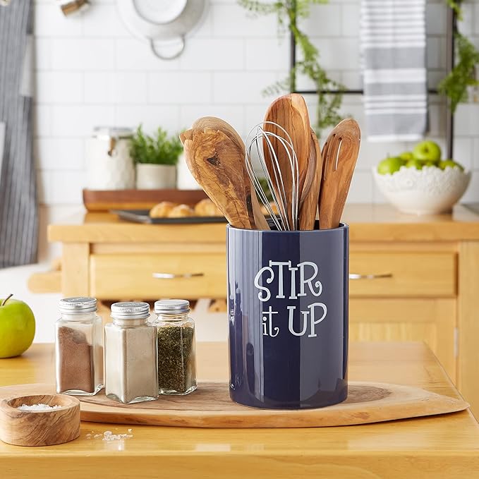 DII Kitchen Accessories Retro Collection Ceramics, Utensil Holder, Nautical Blue - Image 5