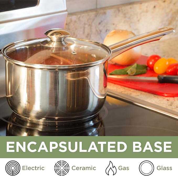 Ecolution Stainless Steel Sauce Pan, Encapsulated Induction Ready Cooking Pot - Image 4
