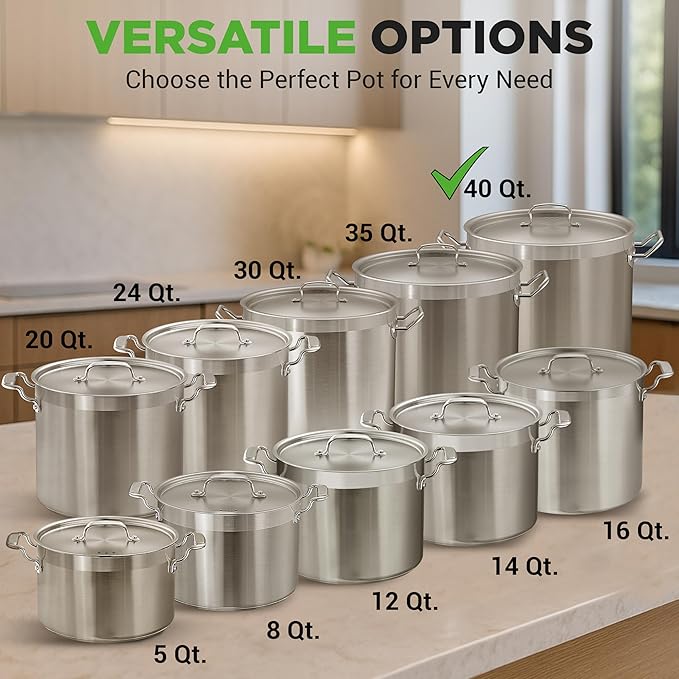 Nutrichef Stainless Steel Cookware Stockpot, 40 Quart Heavy Duty Induction Soup - Image 3