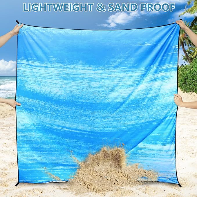 WIWIGO Beach Blanket Waterproof Sandproof Beach Mat 79" X 83"/10'x9'for 2-8 - Image 3