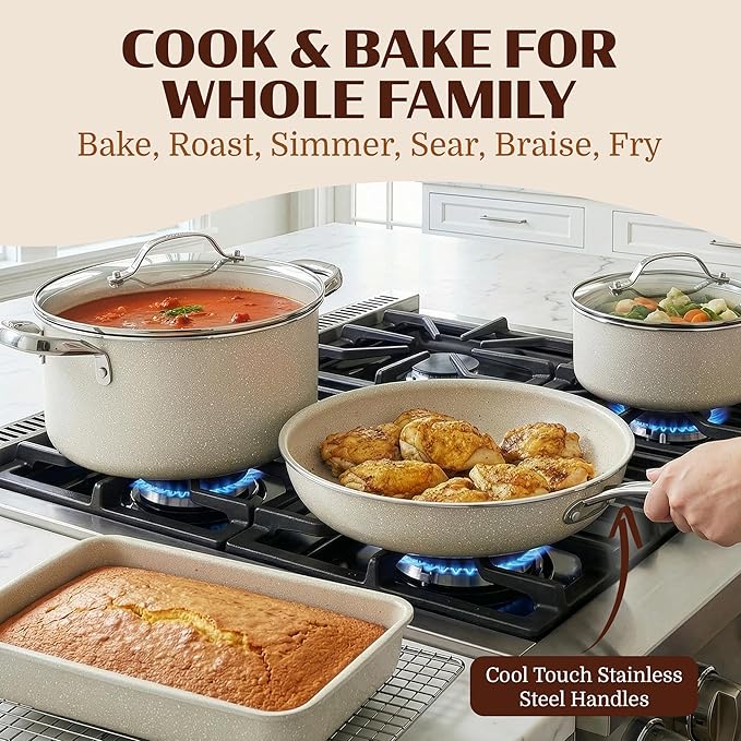 Granitestone Ceraluxe 20 Pc Ceramic Cookware Set Nonstick, Complete Pots and - Image 7