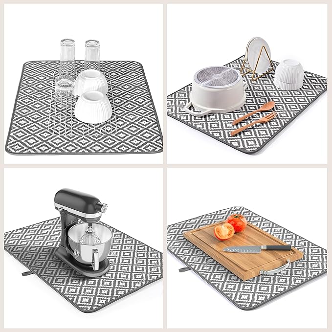 Subekyu 2 Pack Dish Drying Mat, 24*18 inch Ultra Absorbent Microfiber Dishes - Image 6
