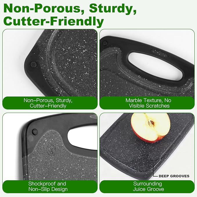 Cutting Boards Set, 15.7"×9.4" & 12.5"×7.7" Plastic Chopping Board Set - Image 3
