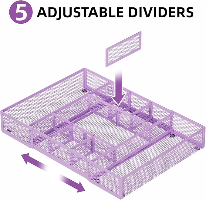 Marbrasse Expandable Desk Drawer Organizer, Mesh Drawer Organizer Tray - Image 3
