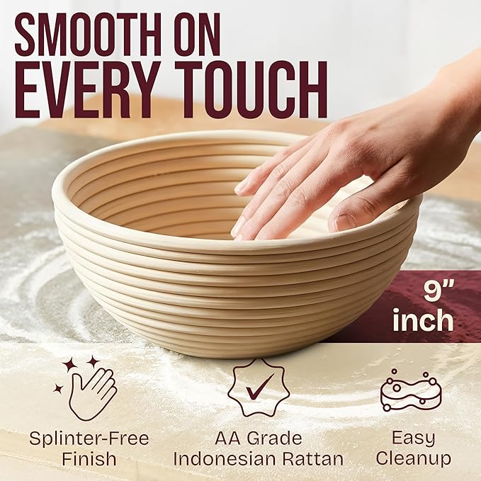 Superbaking 2 pcs Banneton Bread Proofing Basket, Sourdough Starter Kit - Image 3