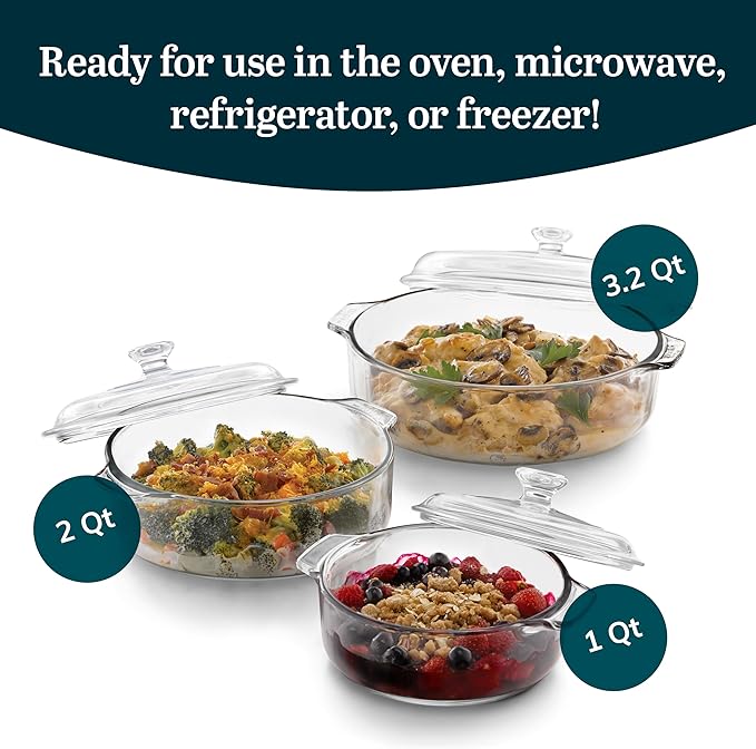 Libbey Baker's Basics 3-Piece Glass Casserole Dishes - Image 2