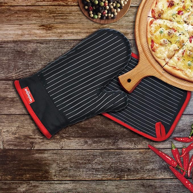 Oven Mitts and Pot Holders Set, Cooking Mitts, Heat Resistant Cooking Mitts and - Image 2