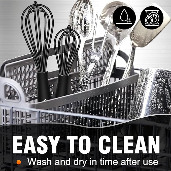 Walfos Whisk 5+7in/12cm+17cm Mini Whisk, Silicone Whisks Non Scratch Heat - Image 8