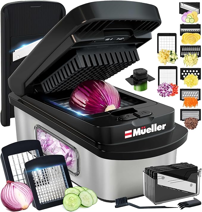 Mueller Pro-Series 10-in-1, 8 Blade Stainless Steel Multi Vegetable Chopper And by Mueller