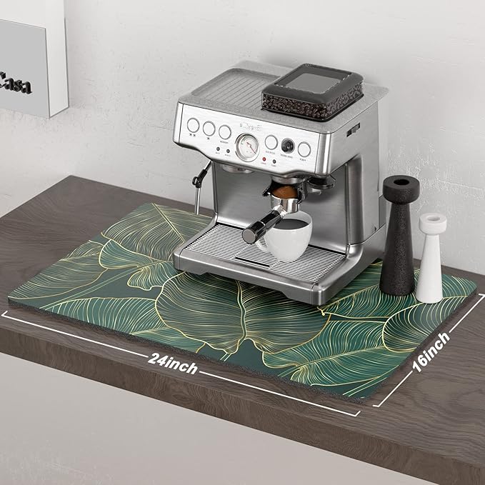 Rnivvi Coffee Mat, Hide Stain Rubber Backed Absorbent Dish Drying Pad - Image 2
