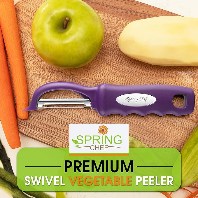 Spring Chef Professional Purple Swivel Vegetable Peeler - Image 7