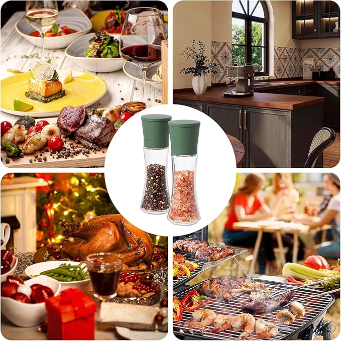 VEVOK CHEF Green Salt and Pepper Grinder Mill Set Stainless Steel Pepper Shaker - Image 5