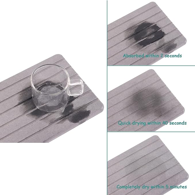 NiuYichee 2 PCS Water Absorbent diatomite Coasters, 8.3" x 4" Water Absorbing - Image 5