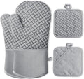 4 Pcs Oven Mitts and Pot Holders, High Heat Resistant 500 Degree Glove by -PlantWateringGlobes-