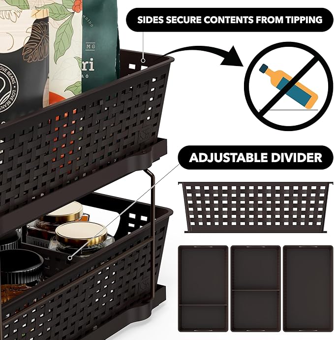 Simple Houseware 2 Tier Bathroom Organizer Tray Pull-Out Sliding Drawer - Image 5