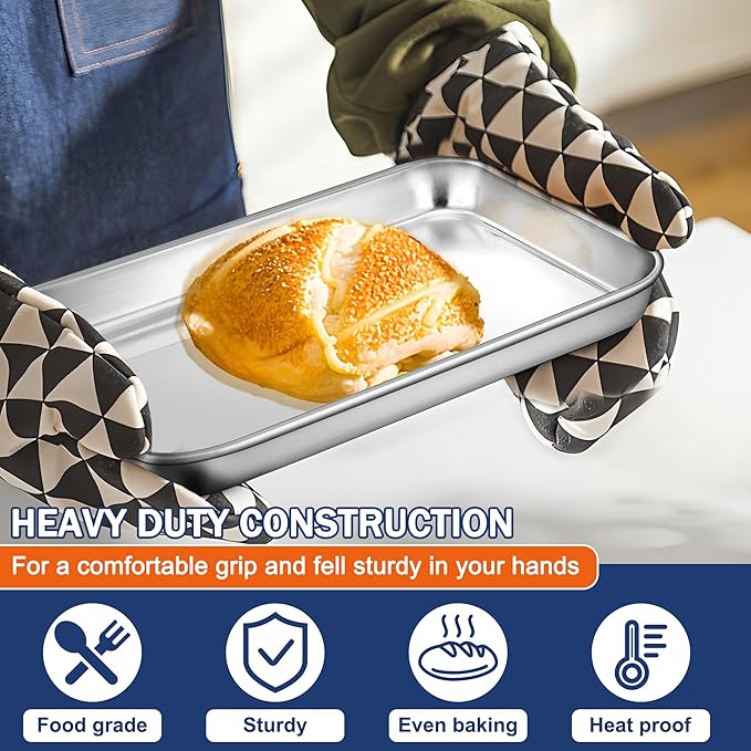 P&P CHEF 9 Inch Baking Cookie Sheet, Oven Pan Tray Stainless Steel Sheet Pan - Image 6