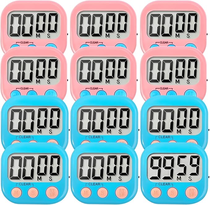 12 Pack Digital Kitchen Timer Small Classroom Timers by VOULOIR