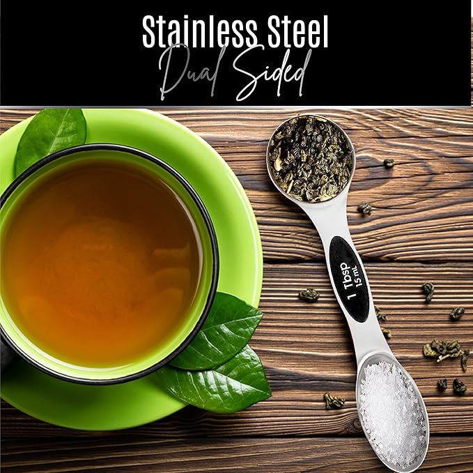 Nextop Stainless Steel Magnetic Measuring Spoons Set – 9 Pieces Dual-Sided - Image 2