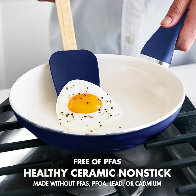 GreenPan Rio Healthy Ceramic Nonstick 8" Frying Pan Skillet and Silicone - Image 2