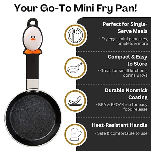 Joie Mini Egg Frying Pan, Small Nonstick Skillet, Heat-Resistant Handle - Image 2