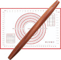 Muso Wood French Rolling Pin and Silicone Baking Mat Set, Sapele Wooden Rolling by Musowood