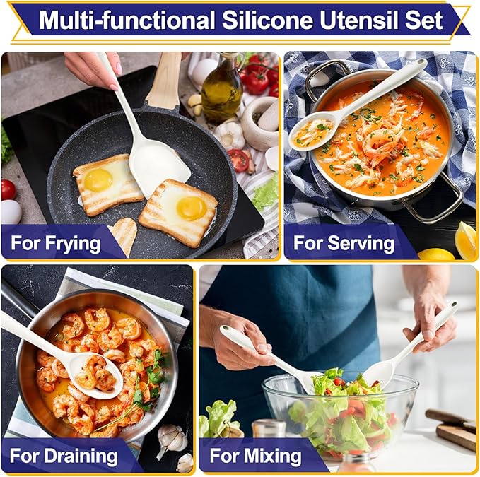P&P CHEF Kitchen Utensil Set, 4 Pieces Non-stick Silicone Cooking Utensils - Image 5
