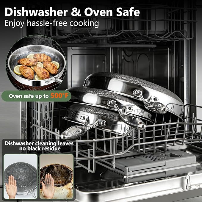 Non Stick Frying Pans, 10-inch Hybrid Frying Pans Nonstick Stainless Steel - Image 7