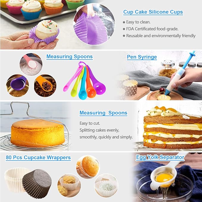 Cake Decorating Supplies, Cake Rotating Turntable, 48 Piping Icing Tips - Image 6