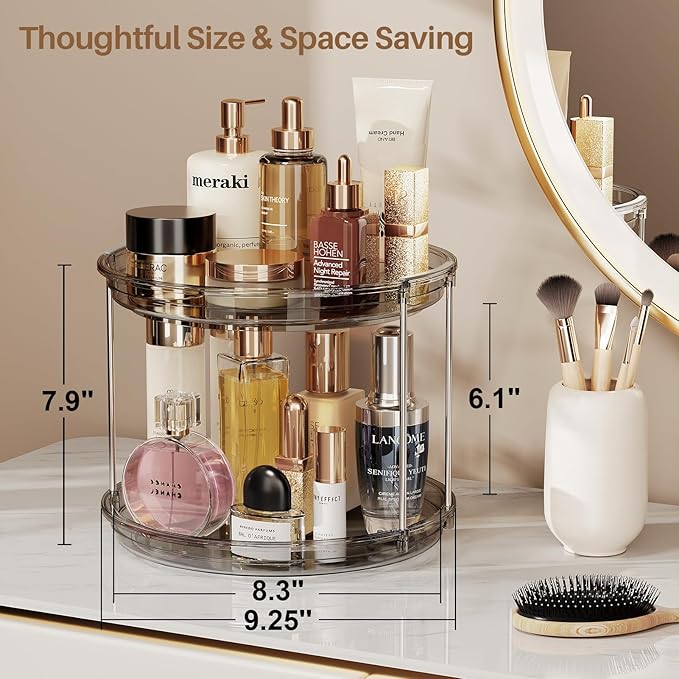 LAMU 2 Pack 2 Tier Lazy Susan Turntable Organizer 9.25'' Rotating Spice Rack - Image 3