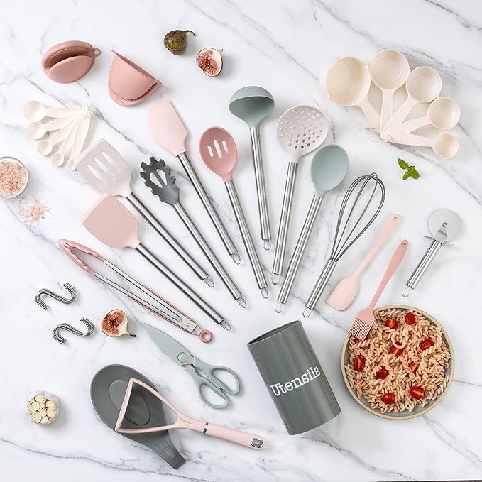 COOK WITH COLOR Silicone Cooking Utensils, Kitchen Utensil Set, Cooking Utensils - Image 6