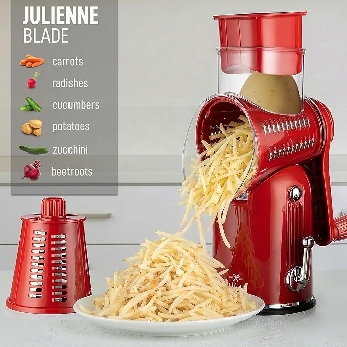 Zulay Kitchen Rotary Cheese Grater 5 Blade Cheese Shredder - Image 7