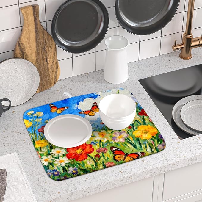 Cute Floral Dish Drying Mat Small - Image 6
