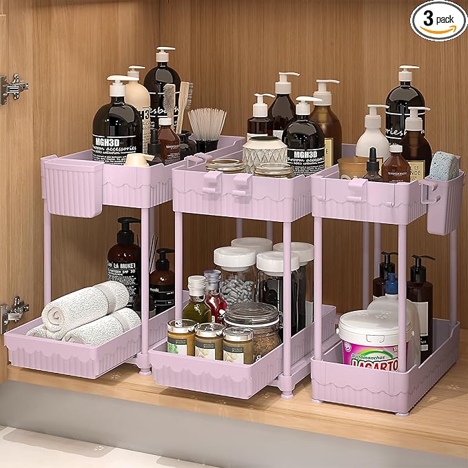 Sevenblue 3 Pack Under Sink Organizers, 2-Tier Multi-Use Kitchen and Bathroom by Sevenblue