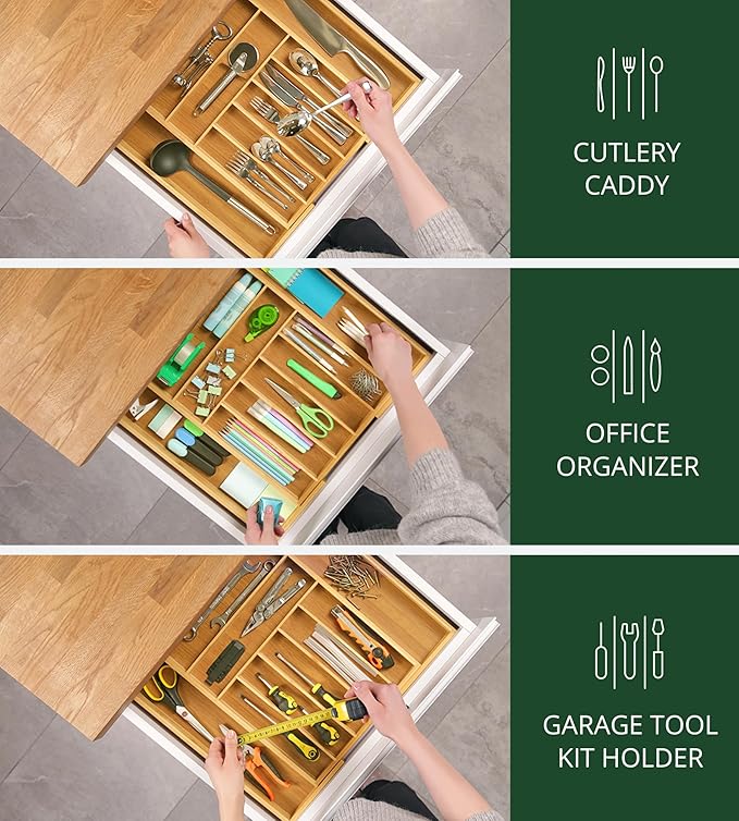 ROYAL CRAFT WOOD Luxury Bamboo Kitchen Drawer Organizer - Image 7