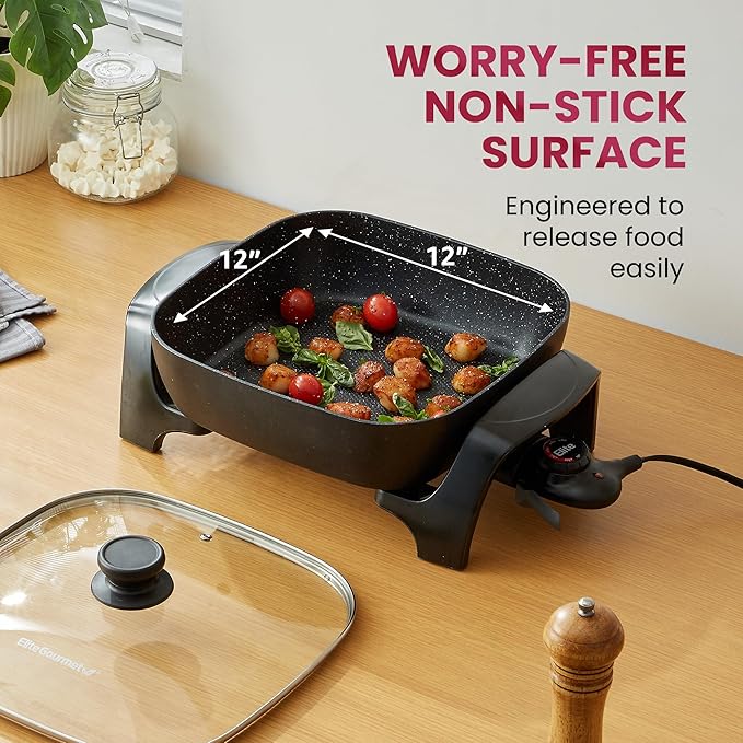 Elite Gourmet EG6201 Extra Deep 12"x12"x3.2" Scratch Resistant Dishwasher Safe - Image 4