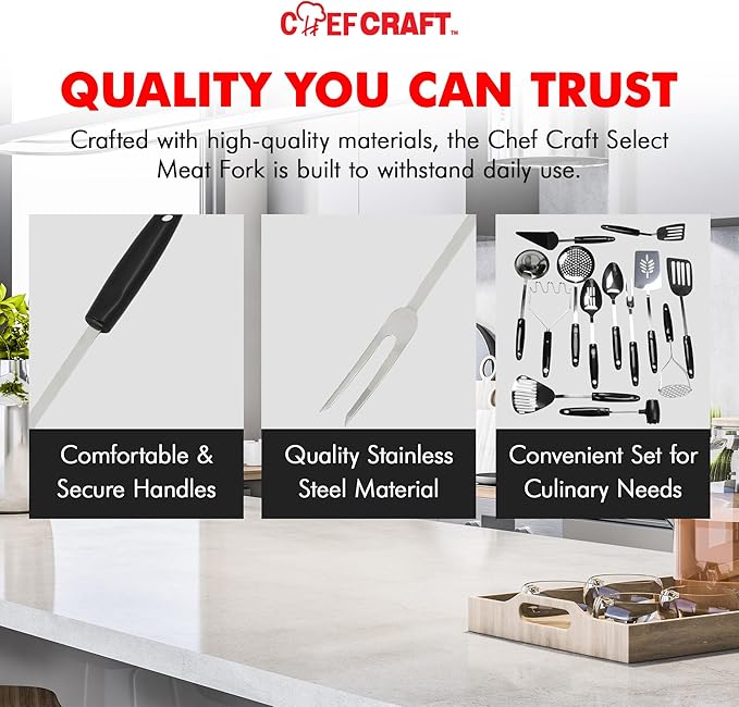 Chef Craft Select Meat Cooking Fork, 13 inch, Stainless Steel - Image 6