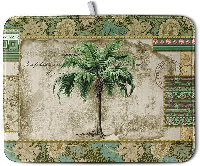 Palm Tree Kitchen Dish Drying Mat by Kwlegh