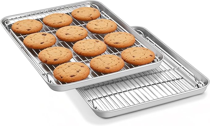 Homikit Baking Sheet with Rack Set, 18x13 Inches Stainless Steel Half Cookie - Image 9