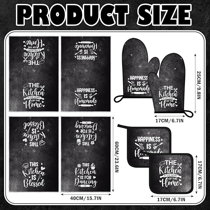 Leinuosen 8 Pcs Kitchen Towels and Oven Mitts Sets Pot Holders Dishcloths Set - Image 3